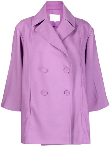 Costarellos - double-breasted fitted blazer - women - Wool/Elastane - 34 - Purple