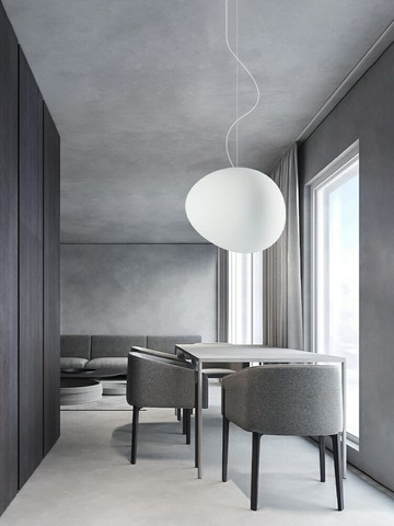 北歐極簡餐廳燈單頭西班牙設計師創意橢圓形燈具鵝卵石臥室吊燈