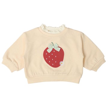 akachan honpo - 長袖休閒上衣-荷葉領-象牙白色