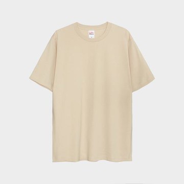 杏色淺卡其230g重磅純棉圓領短袖t恤男女全棉寬松打底衫內搭白色T