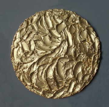 金色圓形裝飾板 雕塑牆飾  3D立體裝飾板 金色抽象藝術