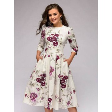 Round Neck Neck Waist Slim Fit A-Line Dress圓領收腰A字連衣裙