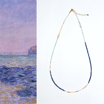 【若桑】【印象派】莫內/布維爾海面上的陰影。青金石天然石項鍊
