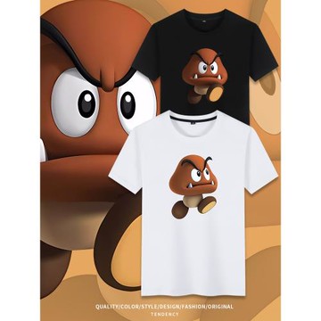 超級馬力歐兄弟馬里奧3d栗寶寶加肥加大男短袖t恤寬松大碼半袖