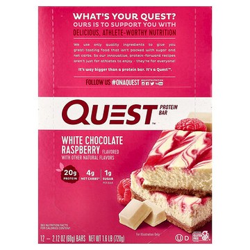 Quest Nutrition, Quest蛋白棒，白巧克力覆盆子口味，12條，每條2.12盎司（60克）