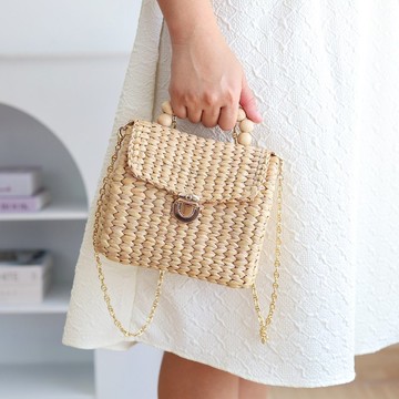 可愛的小型斜背包女士  零錢包  波西米亞風手提包  草編小提袋