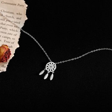 銀奧925純銀夏季捕夢網項鏈女鎖骨鏈ins性冷淡風年新款小眾感