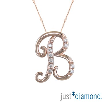 【Just Diamond】Love Letter系列 18K玫瑰金 鑽石墜子-B