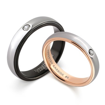 鎢鋼戒指．對戒．單鑽｜客製化刻字