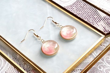 樹脂藝術 圓形耳環・春日初響