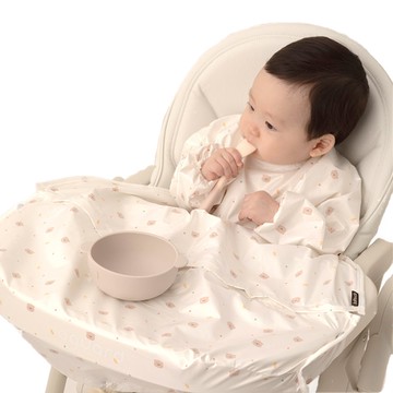 Babyclo 嬰幼兒副食品防水長袖拉鍊圍兜  小熊象牙白  1個裝  1個