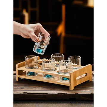 歐式水晶玻璃金箔二兩杯子白酒杯一兩收納架套裝50ml烈酒杯啤酒杯