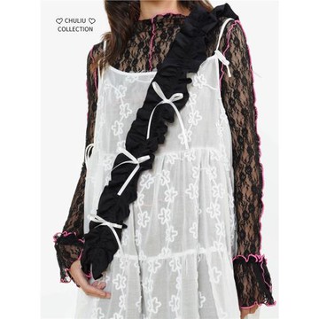 初六幾何【花邊控】純棉褶皺布料手機鏈包鏈