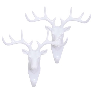 iSFun 雪國鹿角 門後壁貼式無痕掛勾  白色  2個