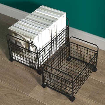 書桌旁小書架置物架落地可移動帶輪書簡易鐵藝辦公桌下書本收納