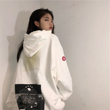 vintage連帽衛衣女春秋寬松oversize設計感小眾薄款外套上衣