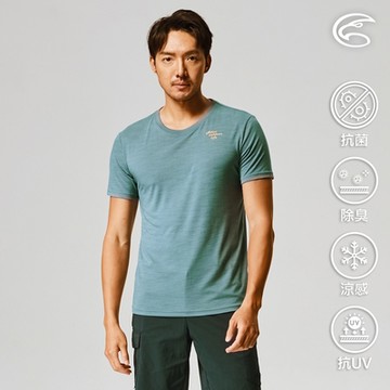 ADISI 男天絲鋅離子消臭快乾修身圓領T AL2211050｜藍石