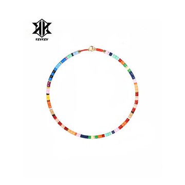 (免運)白百何孫千同款彩色串珠項鏈女夏天波西米亞多巴胺鎖骨鏈小眾設計