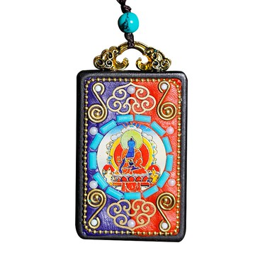 藏式本命佛吊墜木質彩繪吊墜文殊菩薩黃財神小佛像吊牌