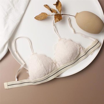 三角少女舒適文胸無鋼圈甜美性感蕾絲AA杯小胸平胸薄款胸罩內衣