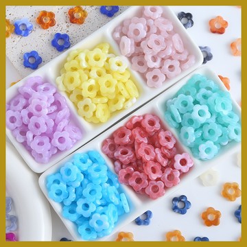 （10顆/包）清新花朵亞克力五瓣花串珠 diy項鏈耳飾手鏈飾品配件 散珠材料 串珠 串珠材料 串珠材料包 珠珠材料