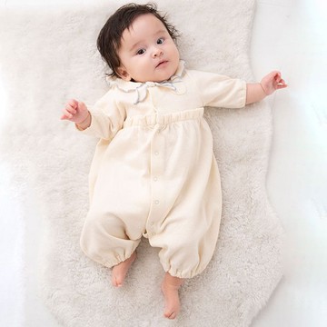 【新品上市!!】Y-1393 藍色 100% 有機棉 羅紋織法 兩穿式連身衣 日本製造