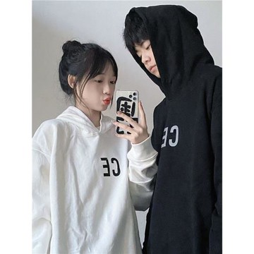 LIFE CAVEMPT C.E黑白簡約CE反光字母印花衛衣情侶男女長袖連帽衫