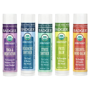 Badger, 有機芳香護理旅行套裝，5 包，每包 0.15 盎司（4.3 克）