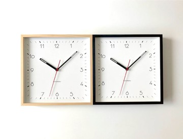 (免運)  KATOMOKU 加藤木工 KM-114 方型 檜木 時鐘 掛鐘 正方形 四角 木框 連續秒針 靜音 日本代購