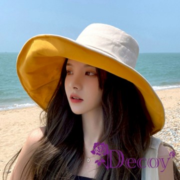Decoy 經典雙色 夏季加大防曬漁夫遮陽帽 黃+米