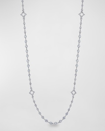 Platinum Handmade Diamond Necklace with Kite Stations, 16"L, 16.79tcw