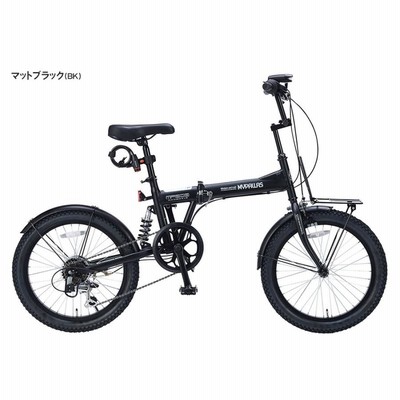 池商 折りたたみ自転車 セミファット 20インチ 6段変速 リアサス/フロントキャリア/LEDライト/ワイヤーロック付き MF208【本州配送限定】【メーカー直送品】