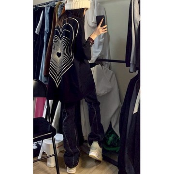 甜酷愛心T恤短袖女夏裝新款chic設計感小眾港風體恤上衣