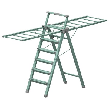 優樂悅~巴芬鋁合金梯子晾衣架多功能兩用人字梯家用折疊加厚曬被晾衣架