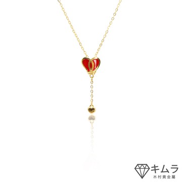 【木村貴金屬】紅色琺瑯愛心黃金項鍊    金重0.78錢 黃金99995G 愛情桃花好姻緣