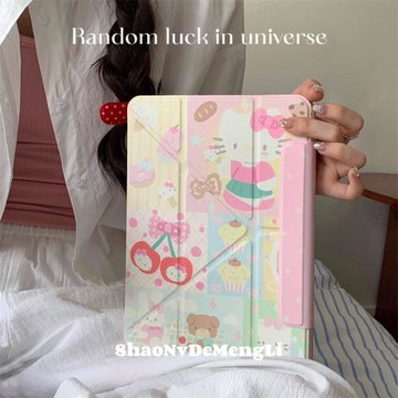 日系卡通櫻桃凱蒂貓適用iPadAir保護套ipad10代磁吸iPadPro可分離2024拆卸防摔7代防彎9代粉色平板殼