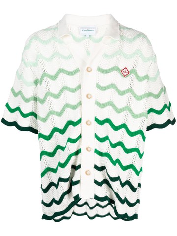 Casablanca - gradient wave crochet shirt - men - Rayon/Cotton/Polyester - XL - White
