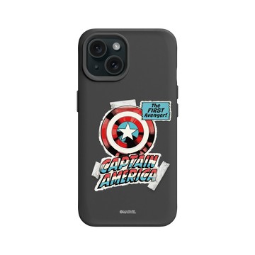 iPhone 15 SolidX 黑 - 迪士尼-漫威 Marvel - 漫威系列 - 美國隊長 – 復古盾牌