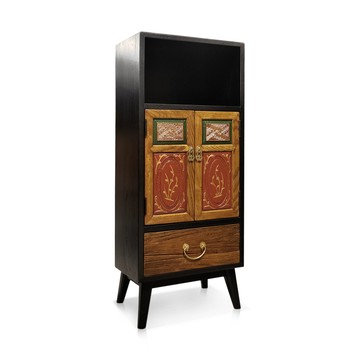 【C'est Chic】蒹葭倚風單格單抽雙門實木雕刻櫃(半老件90年)-幅42cm