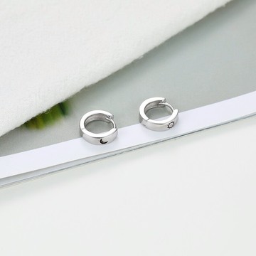 925純銀耳飾耳扣女睡覺不用摘時尚不掉色日月耳釘耳圈耳環