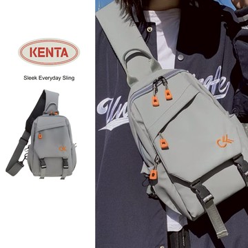 【KENTA】滑面字母翻蓋單肩包 旅行輕便側背包 簡約LOGO單肩包 寬背帶設計背包