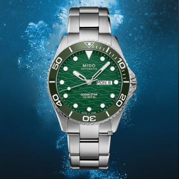 MIDO美度 廣告款 Ocean Star 200C 海洋之星200米陶瓷圈 湖水綠42.5㎜ M6(M0424301109100)