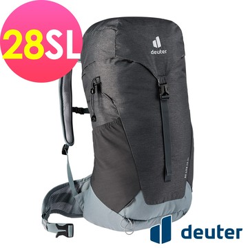 【deuter 德國】AC LITE網架直立式透氣背包/登山背包/女性窄肩款28SL(3420921 黑水藍)