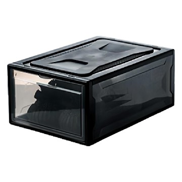 塑膠鞋盒 K0730e 小 黑色 可堆疊透明鞋盒  1個