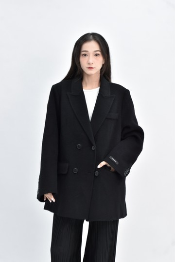 (XL) fashion for yes 羊毛短絨鋪棉黑色外套