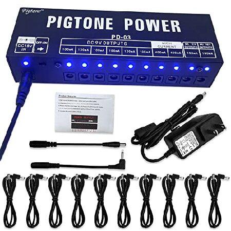 Pigtone ギターエフェクトペダル電源 10個の絶縁DC出力 9V 12V 18V 100mA 400mA 短絡および過電流保護 PD-03