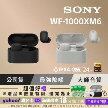 【Sony索尼】WF-1000XM6 旗艦真無線藍牙耳機 (公司貨 保固12+6個月)-黑色