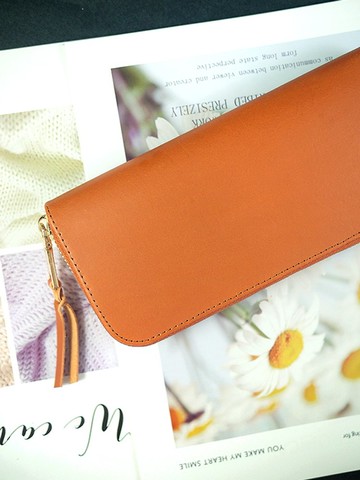 【開運錢包】【客製刻字】焦糖棕。植鞣長夾/皮夾/錢包/零錢包