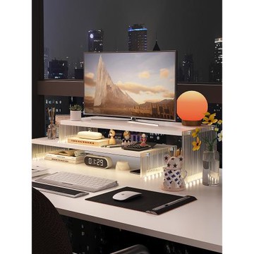 三夢亞克力臺式電腦增高架顯示器支架辦公工位桌面置物架收納架子