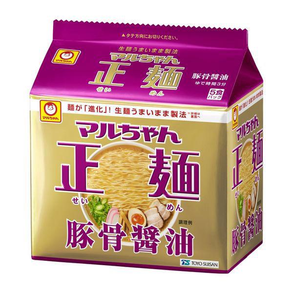 東洋水産袋麺　マルちゃん正麺　豚骨醤油　5食パック　1個　東洋水産（わけあり品）